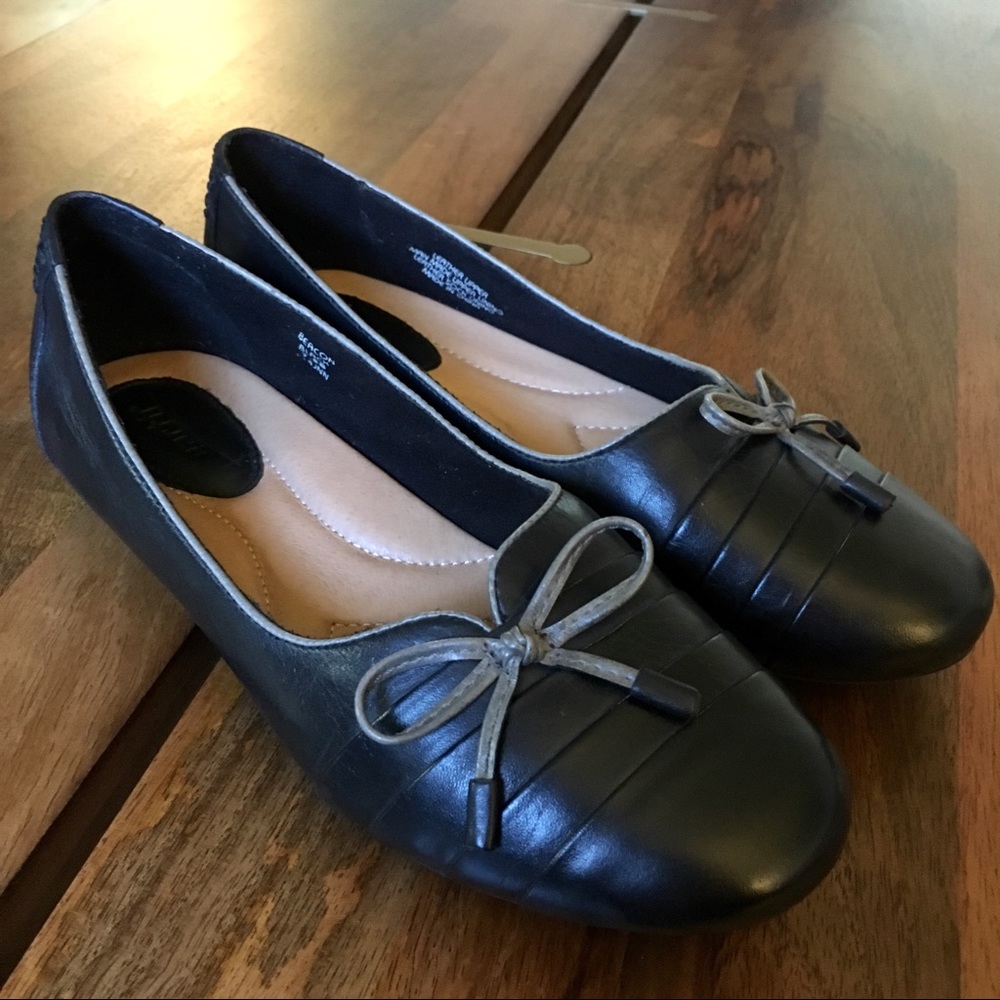 Earth Beacon Black Leather Flats